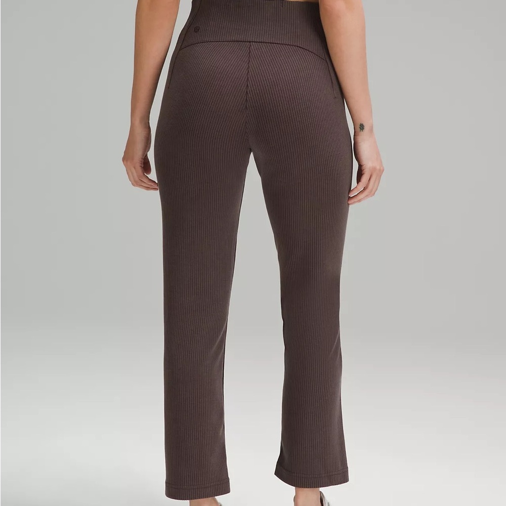 Lululemon Ribbed Softstreme Zip-Leg High-Rise Cropped Pant 25" Espresso size 14 - Picture 8 of 11
